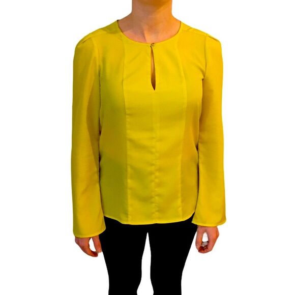 The Limited Yellow Scoop Neck Gold Button Blouse - Picture 5 of 14